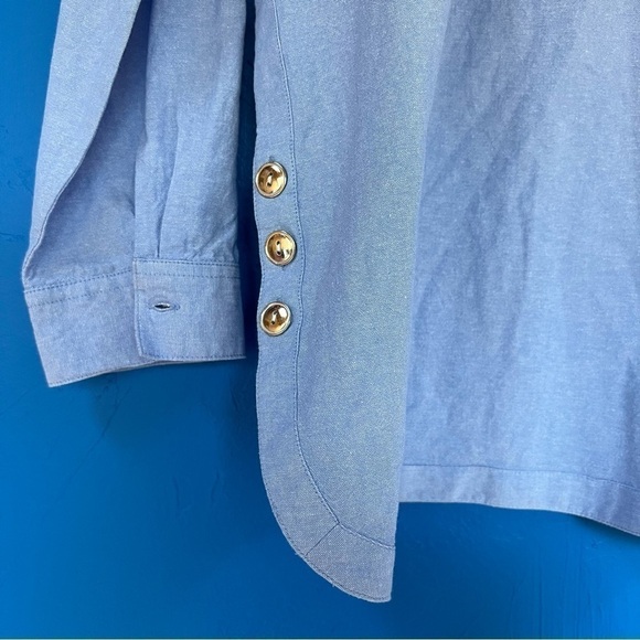 blue denim Blair women’s cotton tunic casual trend work office y2k 90s mature - Picture 3 of 5